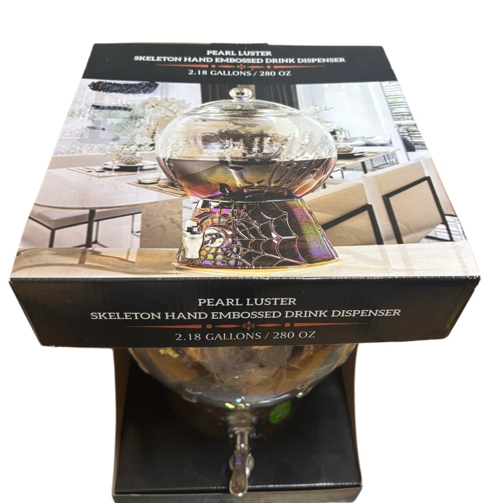 *NEW* Pearl Luster Skeleton Hand Embossed Drink Dispenser - Picture 3 of 6
